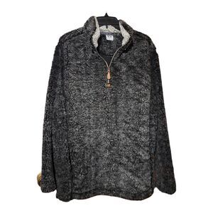 Katydid Black Fuzzy Sherpa Style 1/4 Zip Pullover Women's Shirt Sz XL